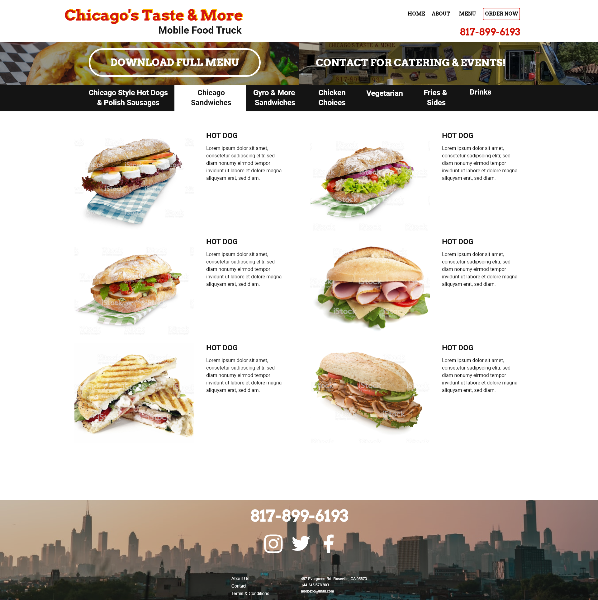 Chicago's Taste and More's reimagined website menu.