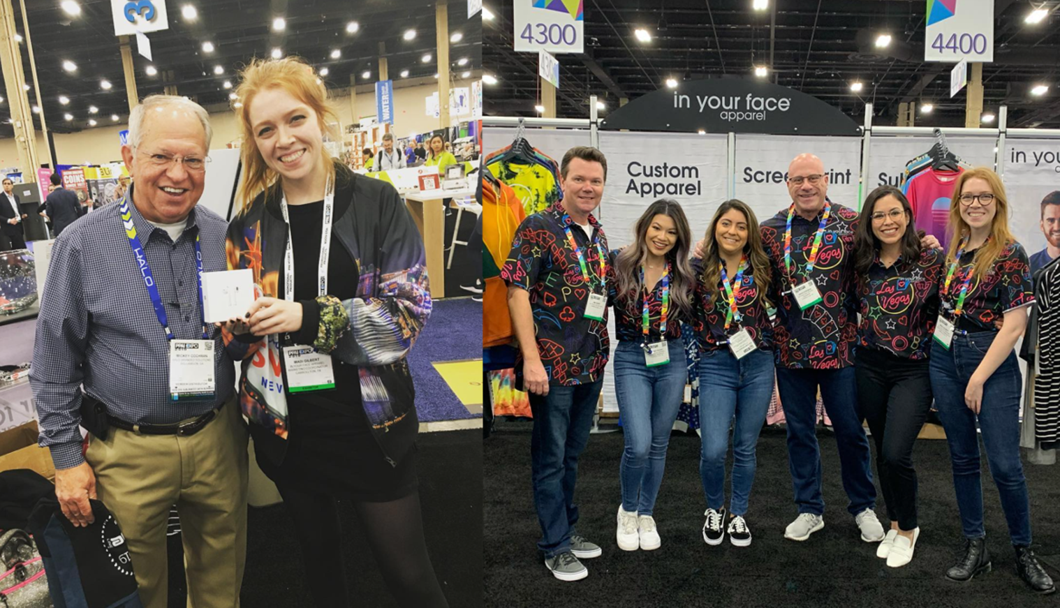 Madi Gilbert standing with co-workers at an industry convention in Las Vegas, 2019.